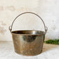 Antique Large Brass Bucket with Wrought Iron Handle