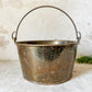 Antique Large Brass Bucket with Wrought Iron Handle