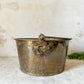 Antique Large Brass Bucket with Wrought Iron Handle