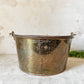 Antique Large Brass Bucket with Wrought Iron Handle