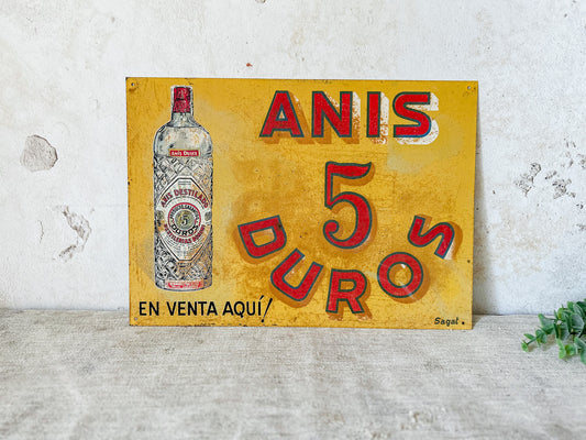 Vintage Anis Dulce Liqueur Metal Advertising Sign