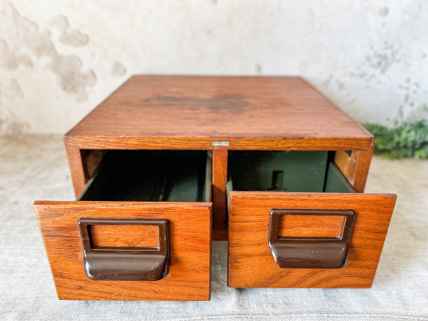 Vintage Globe Wernicke Two Drawer Library Card Catalog