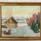 Vintage Signed Winter Landscape Oil Painting, c1935