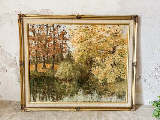 Vintage English Oil Painting of Autumn Landscape at Cannizaro Park, London