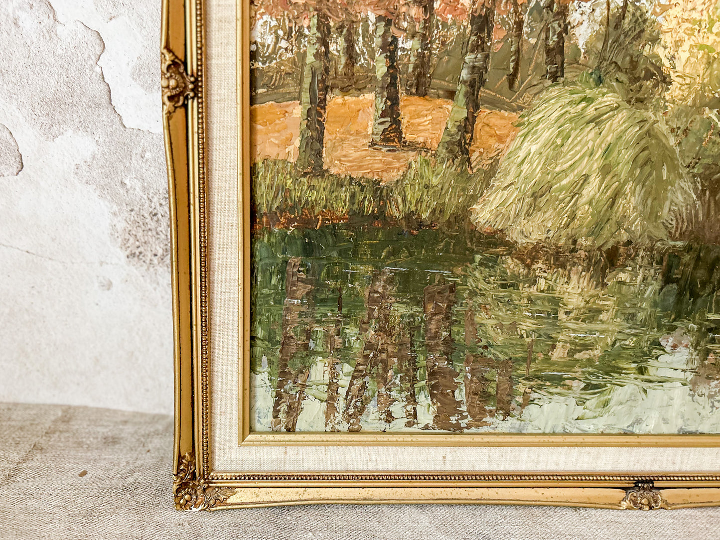 Vintage English Oil Painting of Autumn Landscape at Cannizaro Park, London
