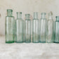 Set of 7 Antique English Aqua Glass Cylinder Bottles
