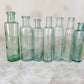 Set of 7 Antique English Aqua Glass Cylinder Bottles