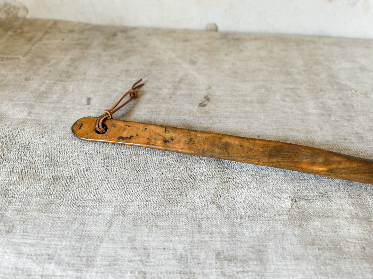 Primitive Hand Carved 26" Spoon with Leather Strap