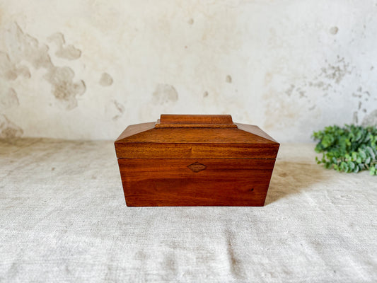 Vintage Mahogany Wood Tea Caddy