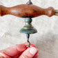 Antique turned oak and brass Victorian corkscrew with brush