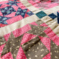 Antique Broken Dishes Unfinished Quilt Top | Late 1800s Calico Fabrics