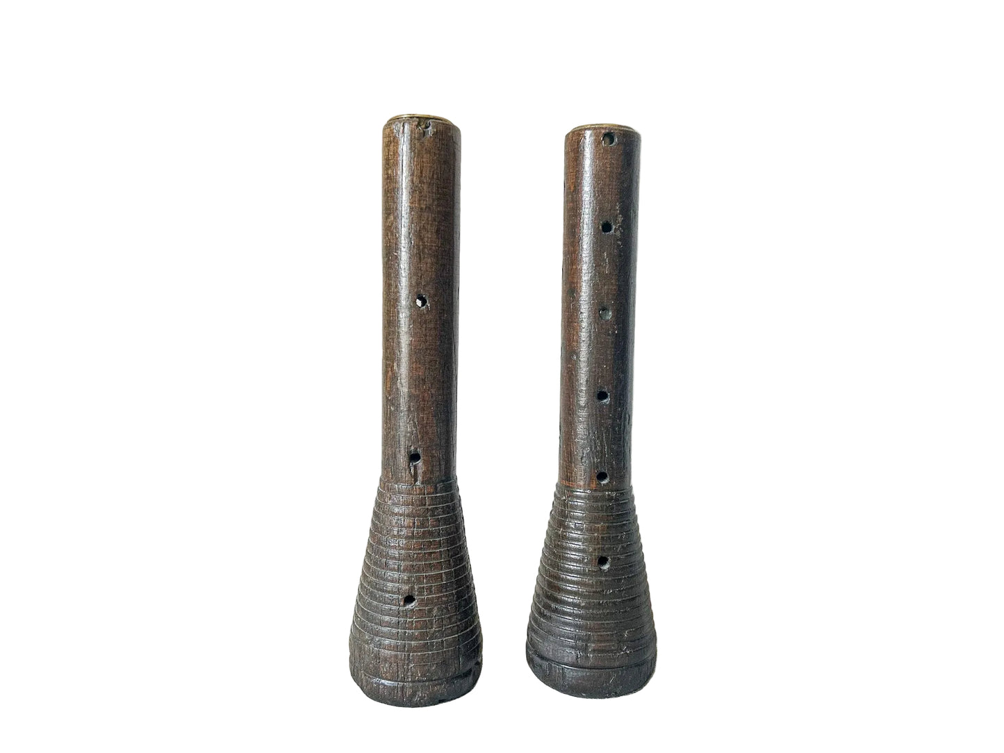 Vintage Pair of Wooden Beehive Spool Candle Holders