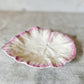 Vintage Earthenware Cream and Pink Leaf Dish
