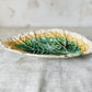 Green Yellow Unmarked Majolica Begonia Leaf 11" Dish, c1880