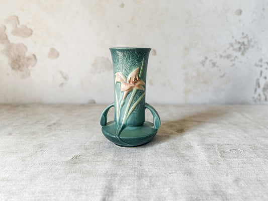 Roseville Pottery Green Zephyr Lily 7" Vase, 131-7, c1940