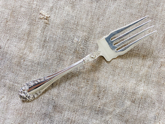 Vintage Sterling Silver Cold Meat Fork | Normandy Rose by Northumbria