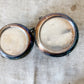 Set of Two Antique Etched Silverplate Sugar Bowls with Trophy Handles
