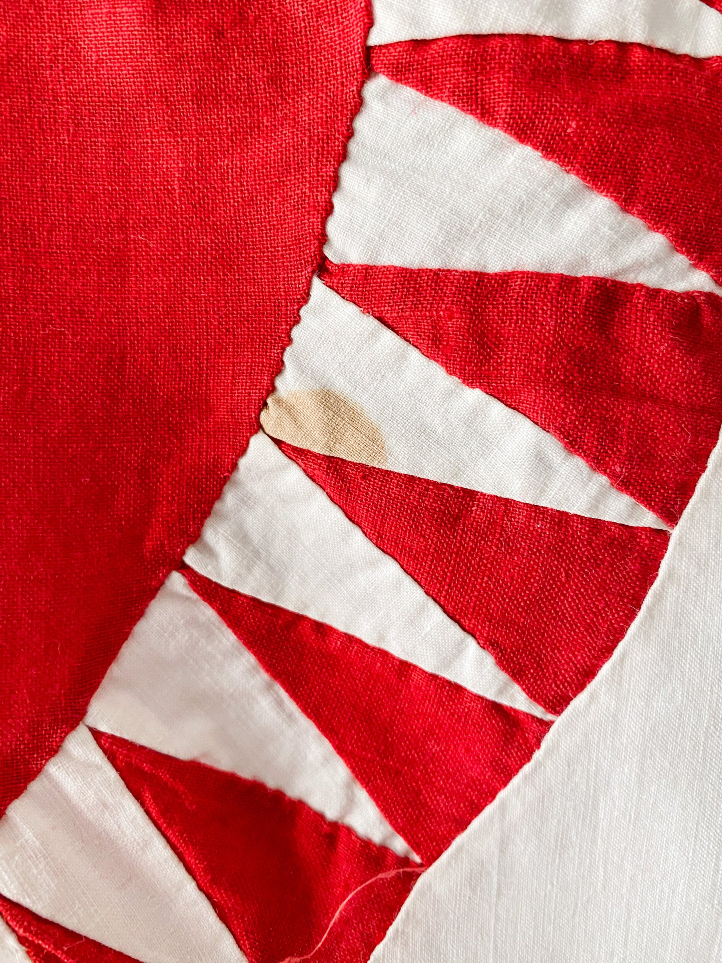 Antique New York Beauty Quilt TOP | Rocky Road Red Green Cheddar and White Unfinished Quilt