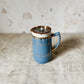 English Blue and Copper Luster Jug With Pewter Gravity Tip Lid