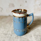 English Blue and Copper Luster Jug With Pewter Gravity Tip Lid