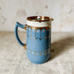 English Blue and Copper Luster Jug With Pewter Gravity Tip Lid