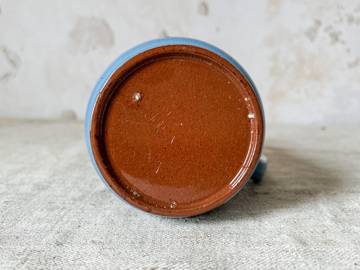 English Blue and Copper Luster Jug With Pewter Gravity Tip Lid