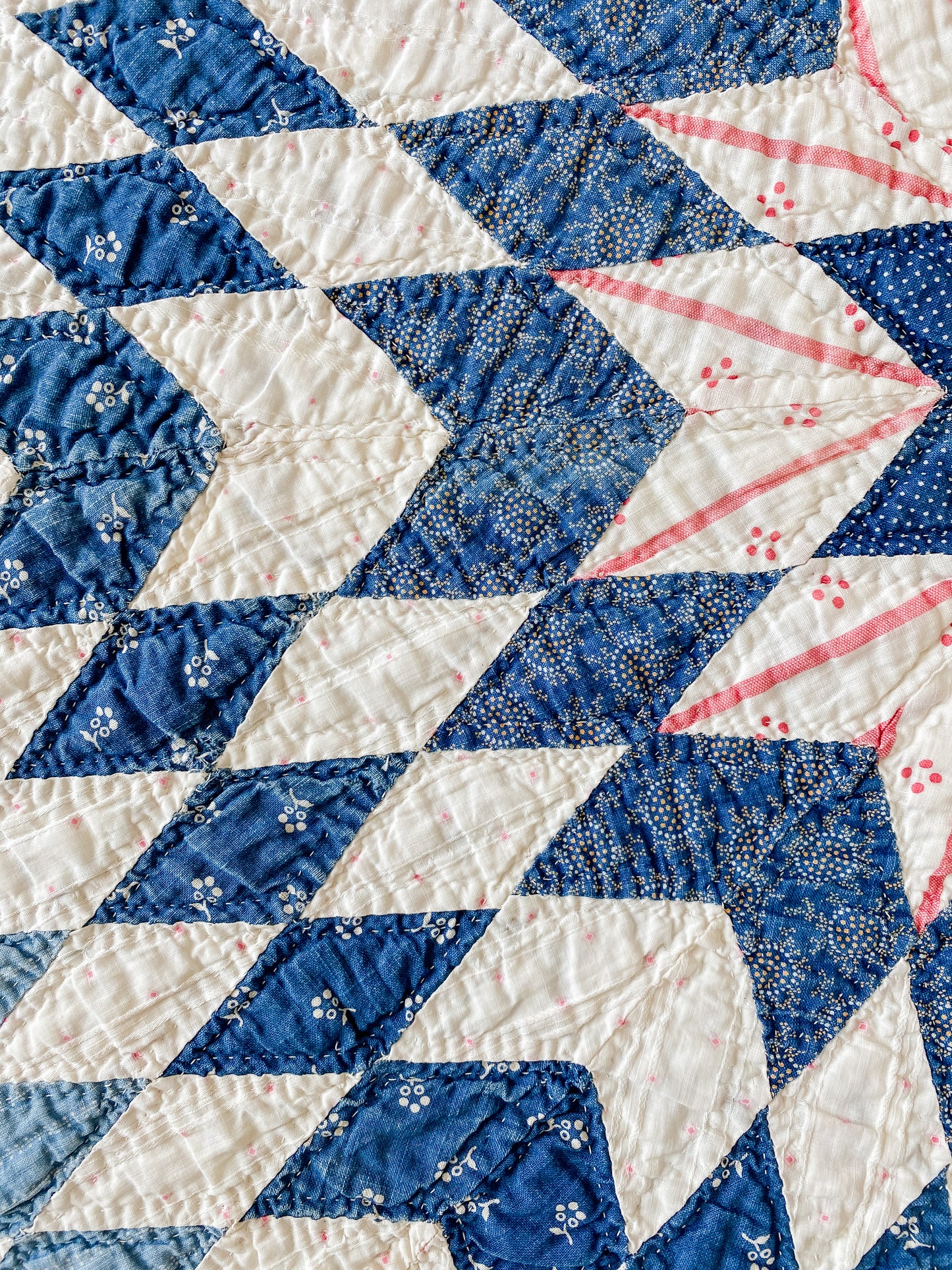 Vintage Blue and White Lone Star Quilt, c1950