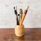 Collection of 8 Paint Brushes in Handmade Wooden Vase
