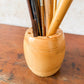 Collection of 8 Paint Brushes in Handmade Wooden Vase