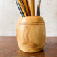 Collection of 8 Paint Brushes in Handmade Wooden Vase