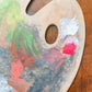 Large 15" Kidney Shaped Decorated Wood Artist's Palette