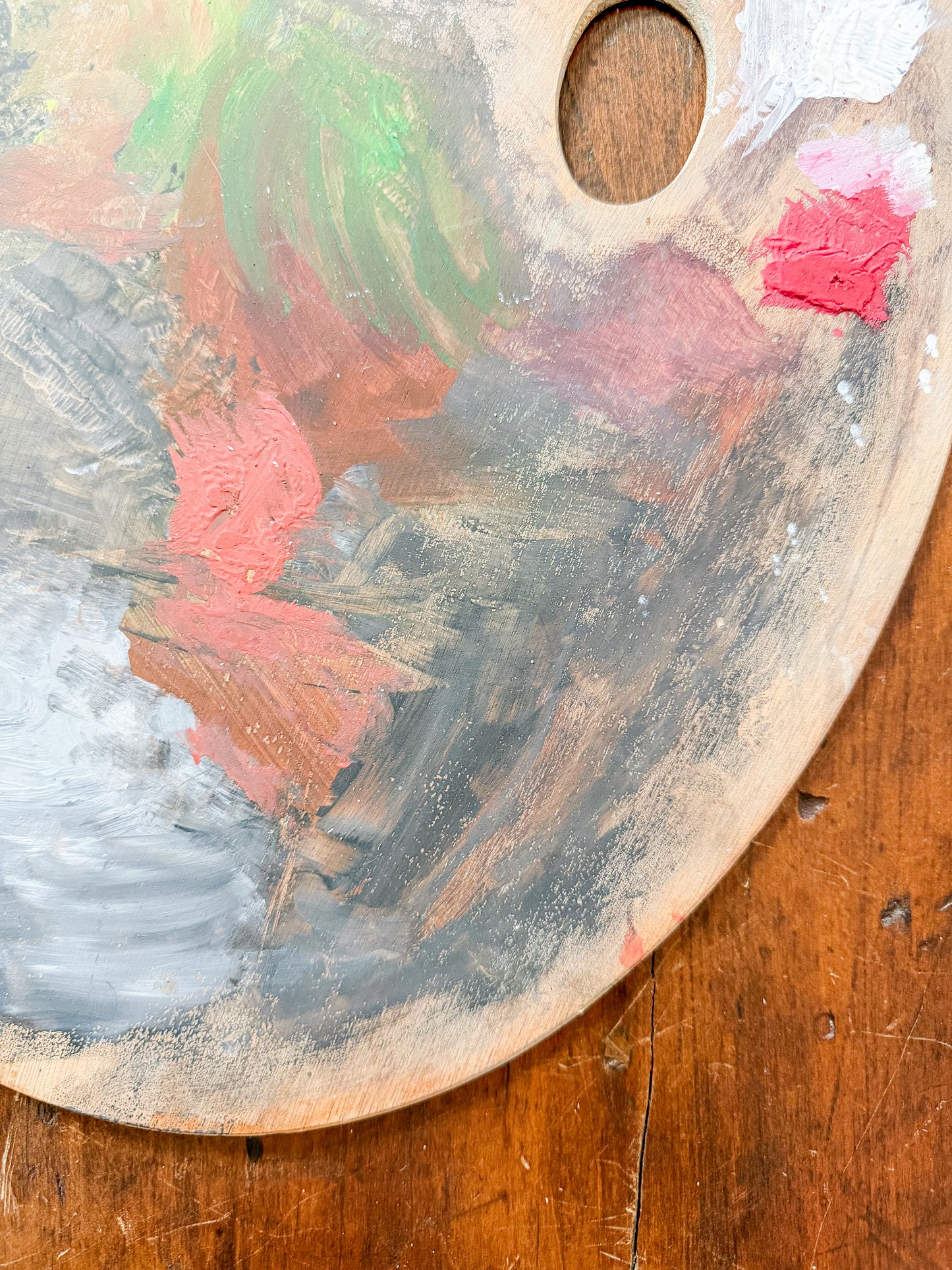Large 15" Kidney Shaped Decorated Wood Artist's Palette