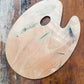 Large 15" Kidney Shaped Decorated Wood Artist's Palette