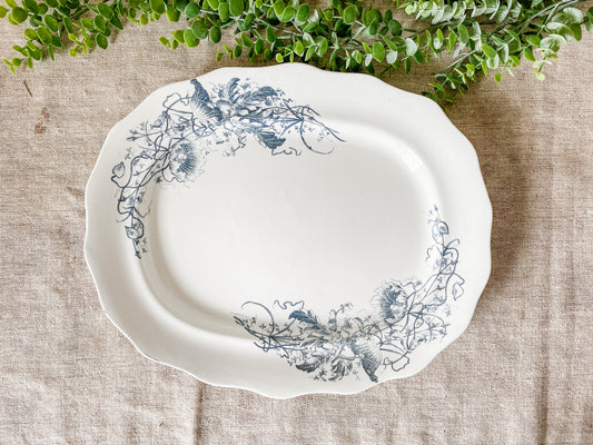 Antique Ironstone Dark Blue Transferware 15” Platter by Turner’s, England