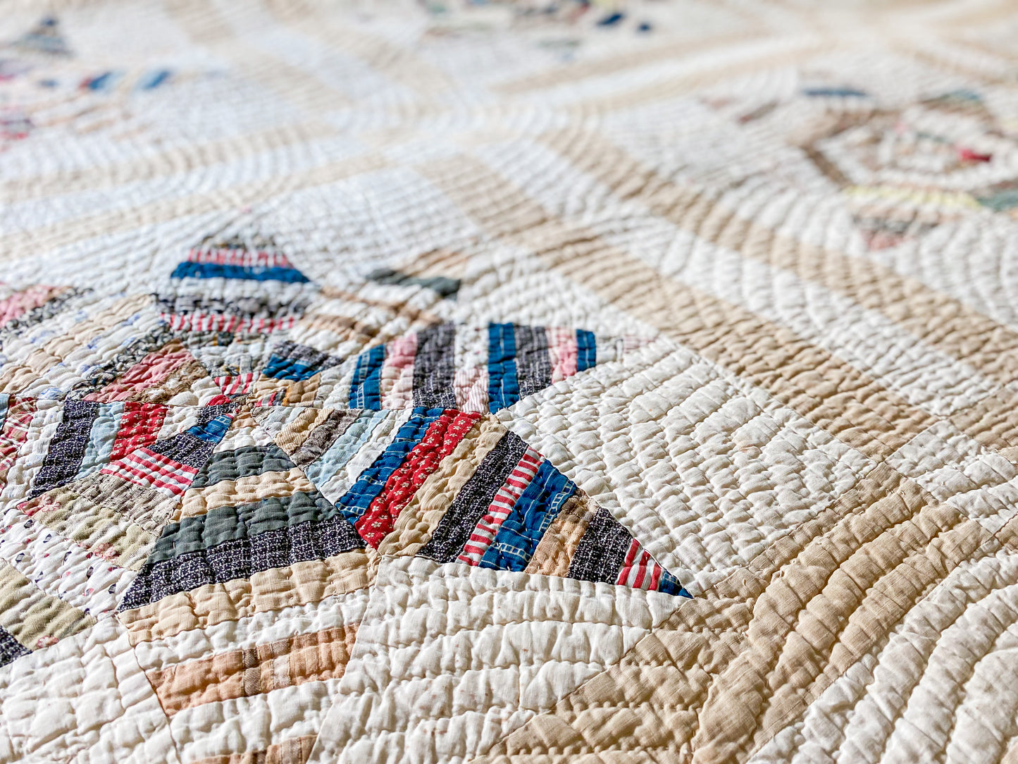 Antique String Lemoyne Star Quilt | Scrappy Stacker Display Quilt