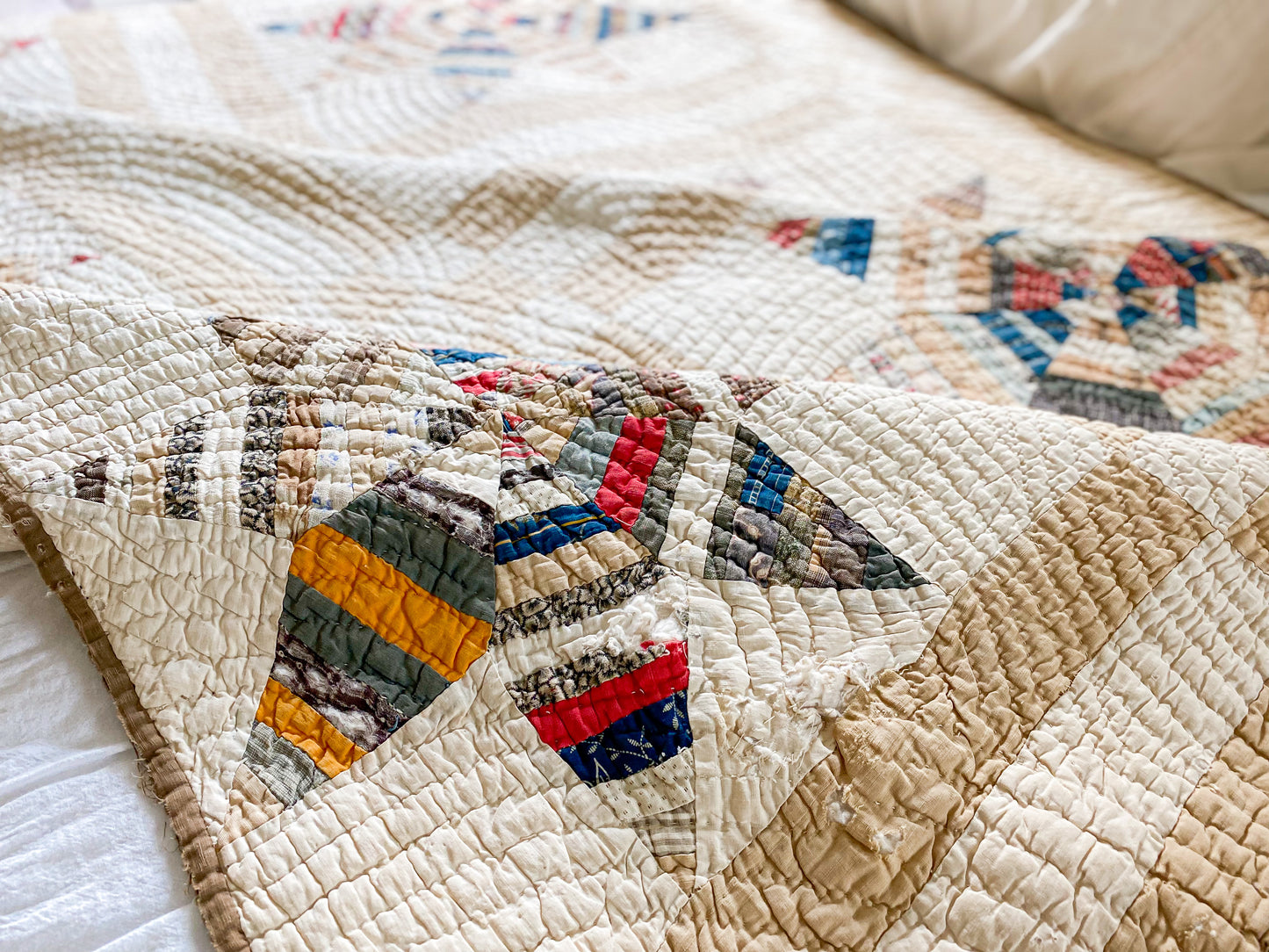 Antique String Lemoyne Star Quilt | Scrappy Stacker Display Quilt