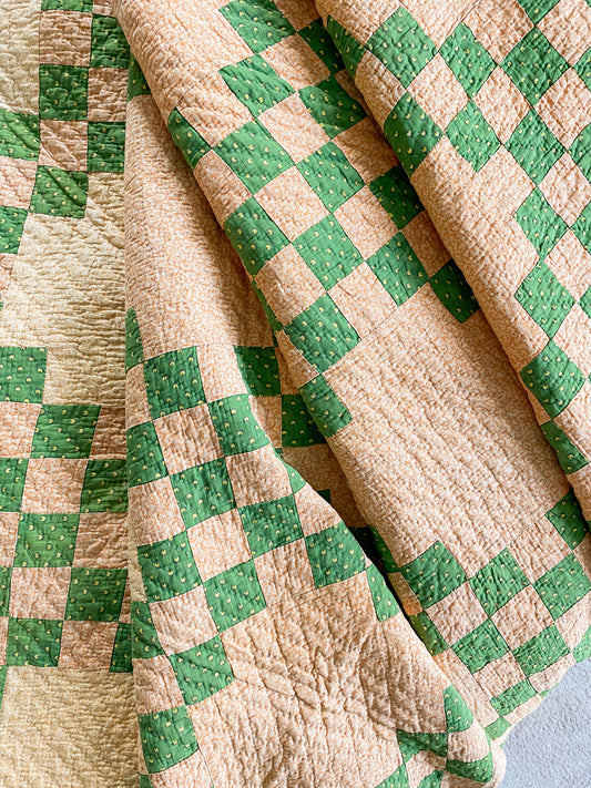 Antique Orange and Green Double Irish Chain, c1870