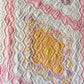 Vintage Radiating Diamond Fields Pink Quilt, c1930