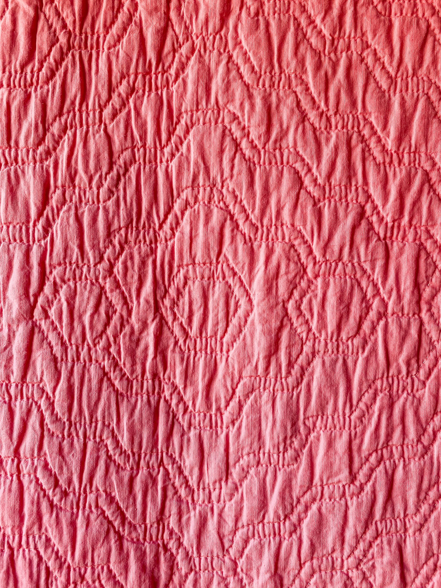 Vintage Radiating Diamond Fields Pink Quilt, c1930
