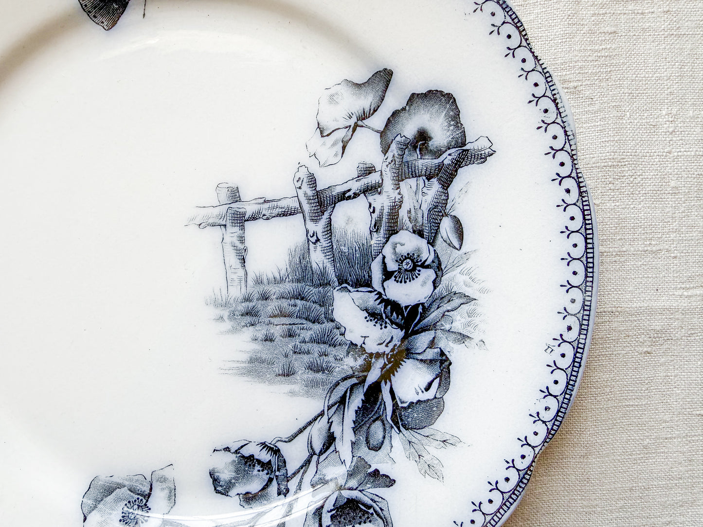 Antique Butterfly Blue Dutch Ironstone 9" Plates - "Malaga" by Petrus Ragout