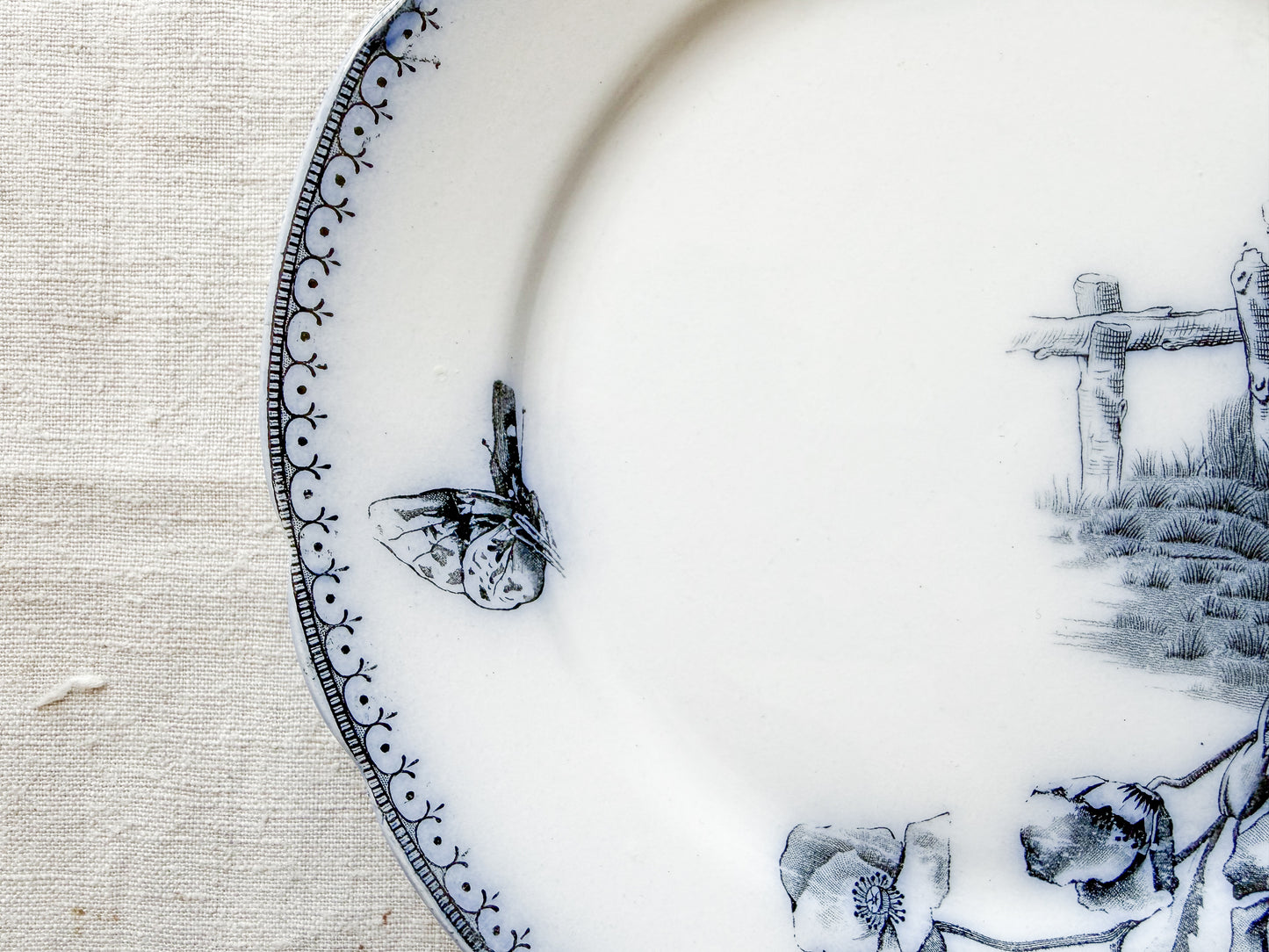 Antique Butterfly Blue Dutch Ironstone 9" Plates - "Malaga" by Petrus Ragout