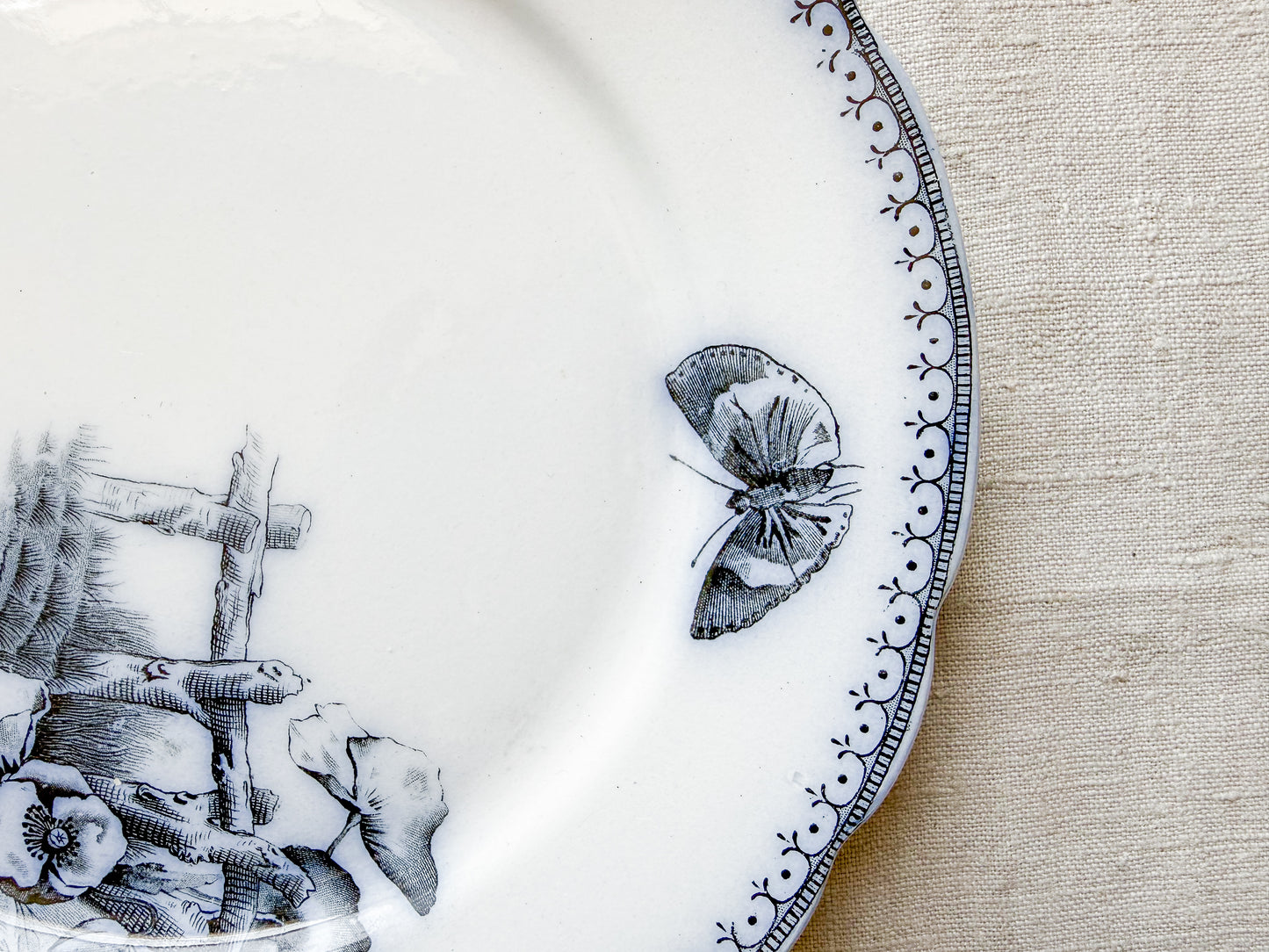 Antique Butterfly Blue Dutch Ironstone 9" Plates - "Malaga" by Petrus Ragout