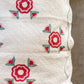 Antique Red and Overdye Green California Rose Applique Quilt c1880s, 90" x 67"