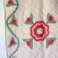 Antique Red and Overdye Green California Rose Applique Quilt c1880s, 90" x 67"