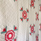 Antique Red and Overdye Green California Rose Applique Quilt c1880s, 90" x 67"