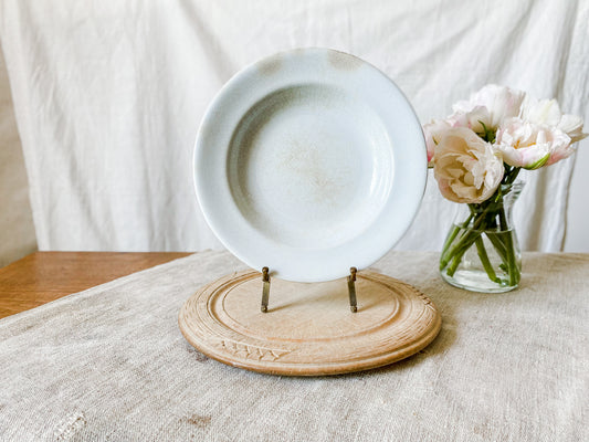 Antique Chunky Heavy Stained Crazed Ironstone Bowl | Pankhurst England | Cottage Style Plate Wall Decor