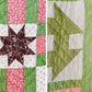Antique Pink and Green Quilt, Churn Dash Monkey Wrench, c1900, 83" x 68"