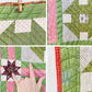 Antique Pink and Green Quilt, Churn Dash Monkey Wrench, c1900, 83" x 68"