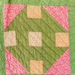 Antique Pink and Green Quilt, Churn Dash Monkey Wrench, c1900, 83" x 68"