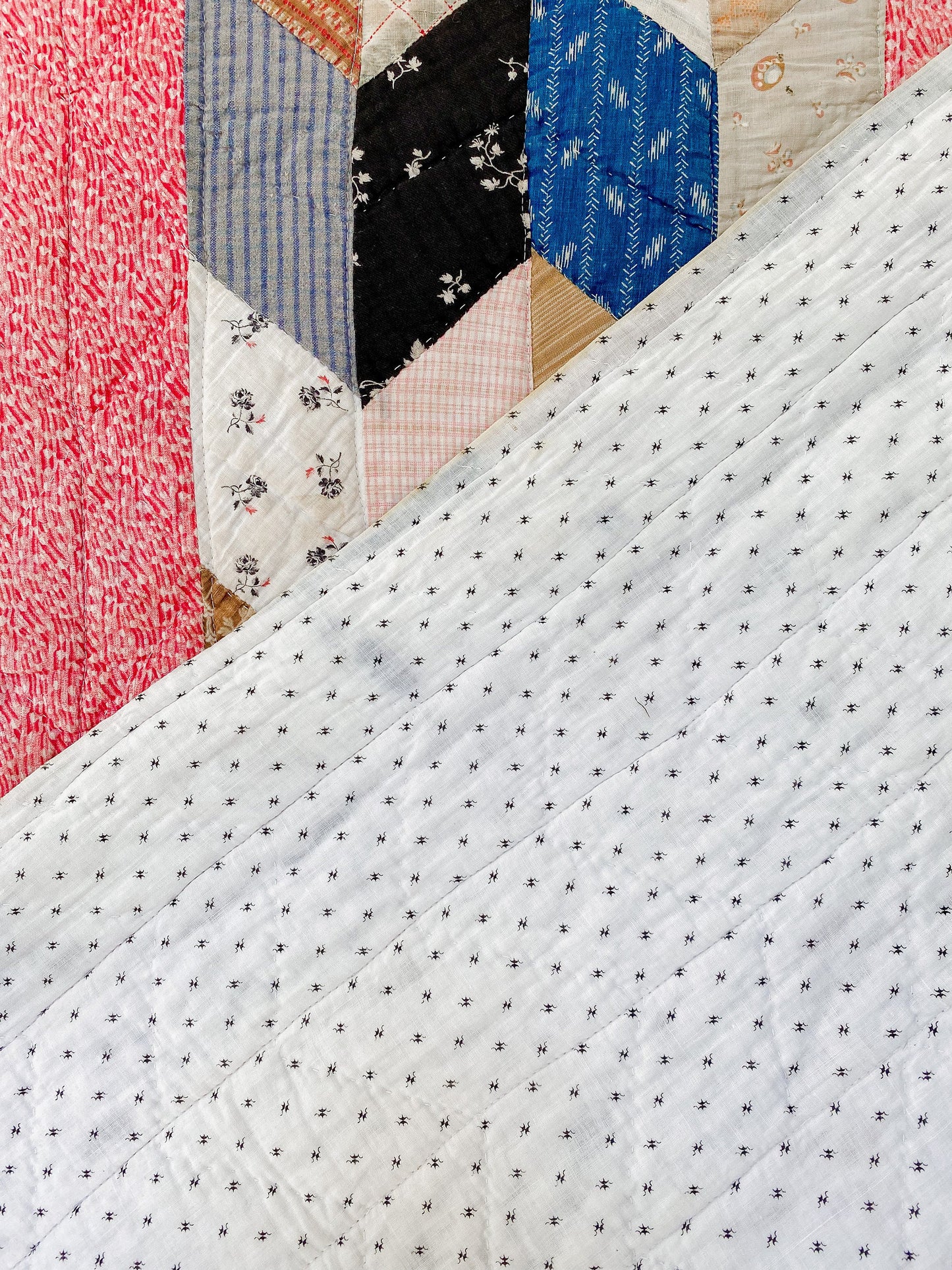 Vintage Pink Chevron Strip Cutter Quilt, c1910s, 76" x 62"